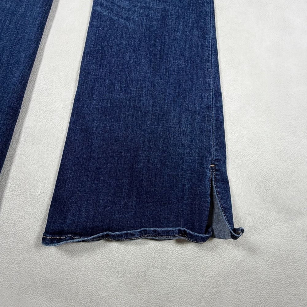 American Eagle Super Hi-Rise Flare Jeans Dark Wash Scalloped Hem Size 10 Regular - Picture 13 of 14